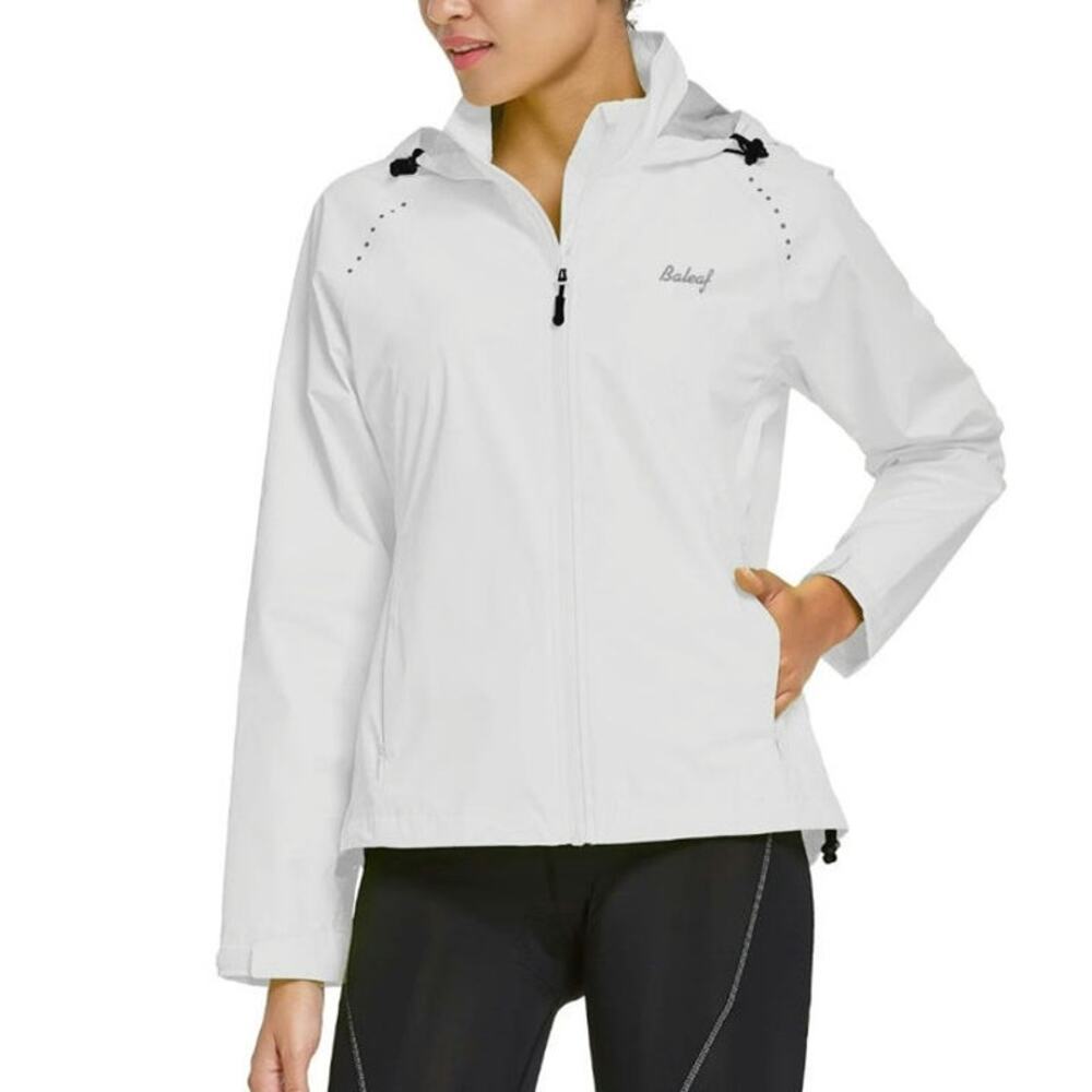 Baleaf White Lightweight Hooded Windbreaker Jacket